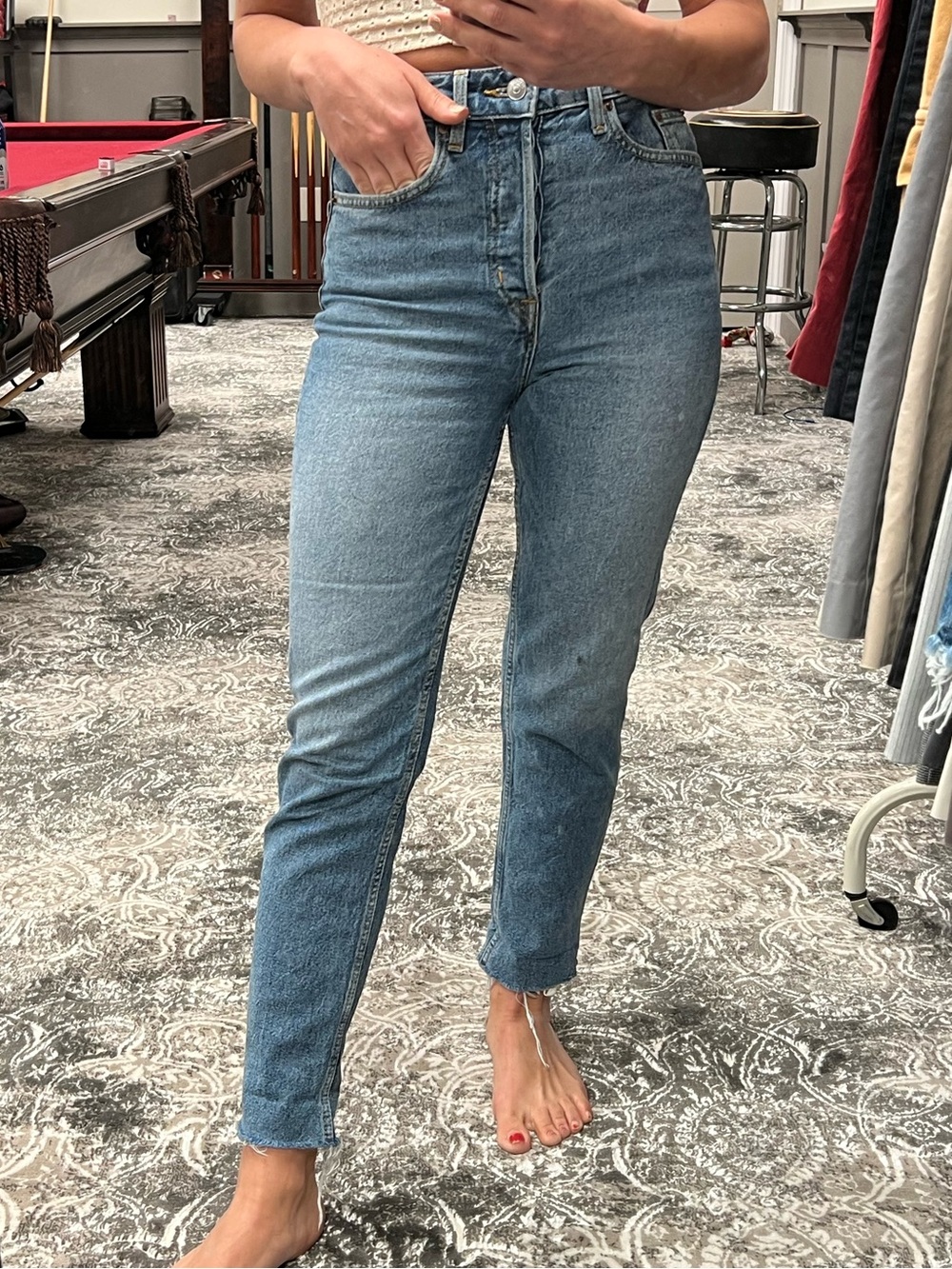 H&M Light Blue High-Rise Tapered Jeans